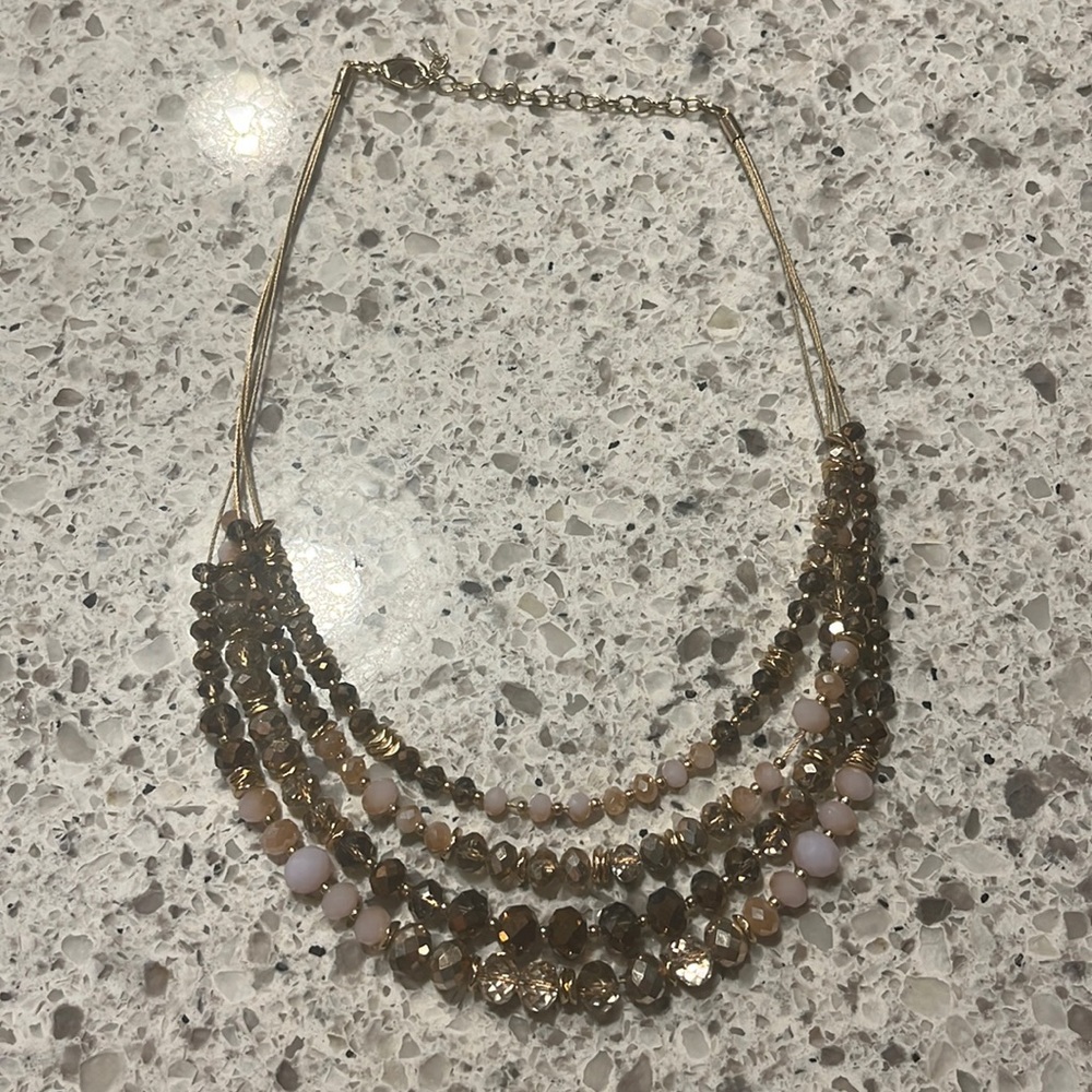 Gold & Pink Beaded Necklace